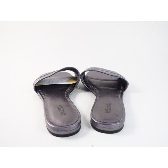 Michael Kors Silver Metallic Leather Slip-On Sandals Flats, Size 8 (US) - Picture 4 of 10